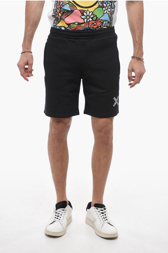 Kenzo Brushed Cotton Classic Jogger Shorts In Black