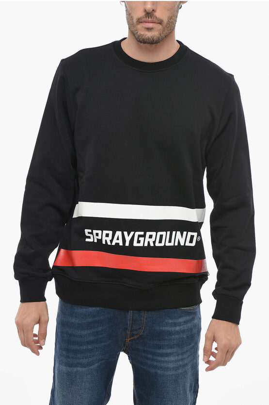 Shop Sprayground Brushed Cotton Crew-neck Sweatshirt With Contrasting Details