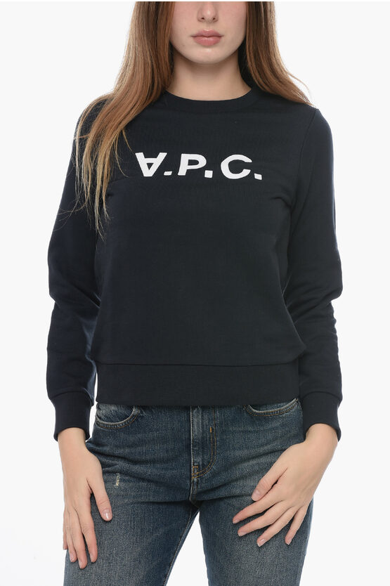 Shop Apc Brushed Cotton Crew-neck Sweatshirt With Contrasting Logo