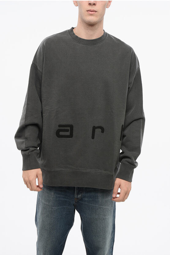 Carhartt Brushed Cotton Crew-neck Sweatshirt With Embossed Detail In Green