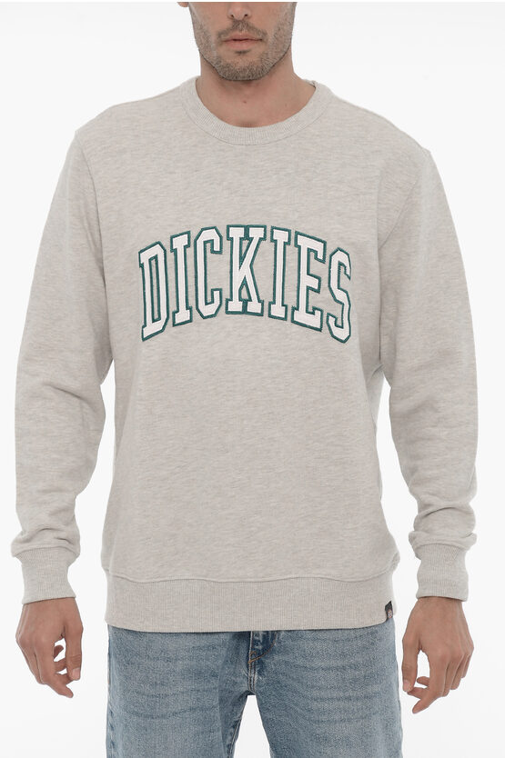 Dickies Brushed Cotton Crew-neck Sweatshirt With Maxi Logo In Brown