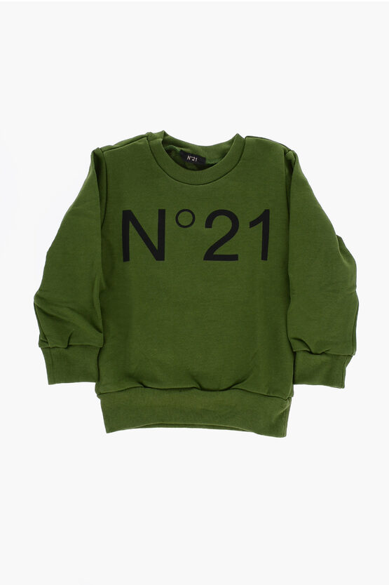 Shop N°21 Brushed Cotton Crew-neck Sweatshirt With Printed Logo