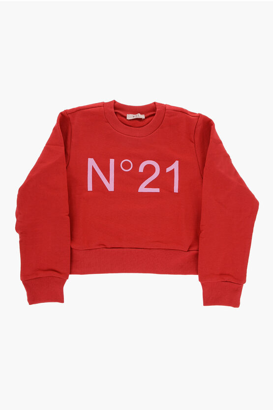 Shop N°21 Brushed Cotton Crew-neck Sweatshirt With Printed Logo