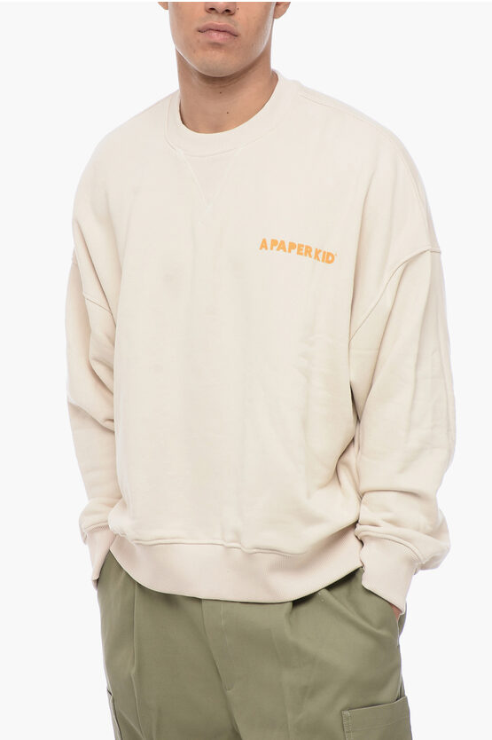 Shop A Paper Kid Brushed Cotton Crew-neck Sweatshirt With Printed Logo