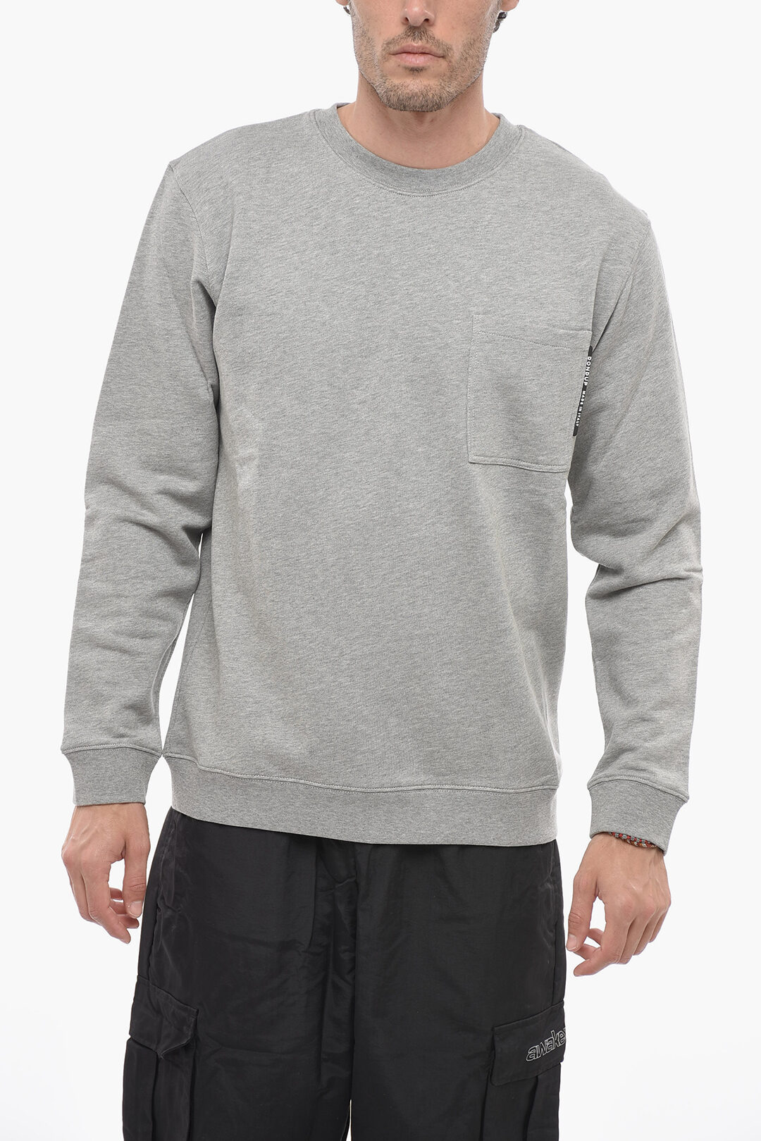 Dondup Brushed Cotton Crewneck Sweatshirt With Breast Pocket men Glamood Outlet