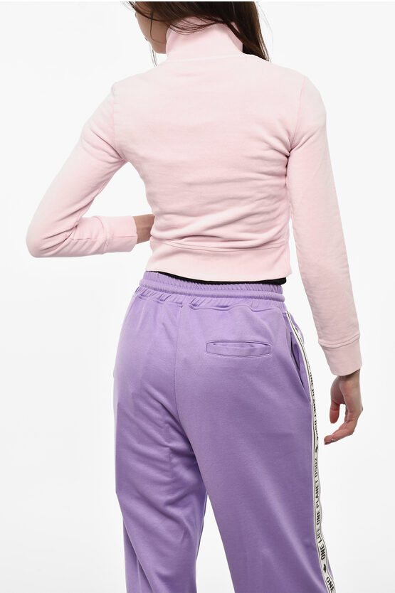 Brushed Cotton Cropped Zipped Sweatshirt