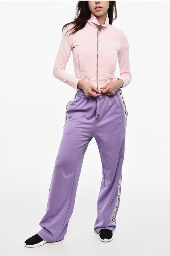 Brushed Cotton Cropped Zipped Sweatshirt