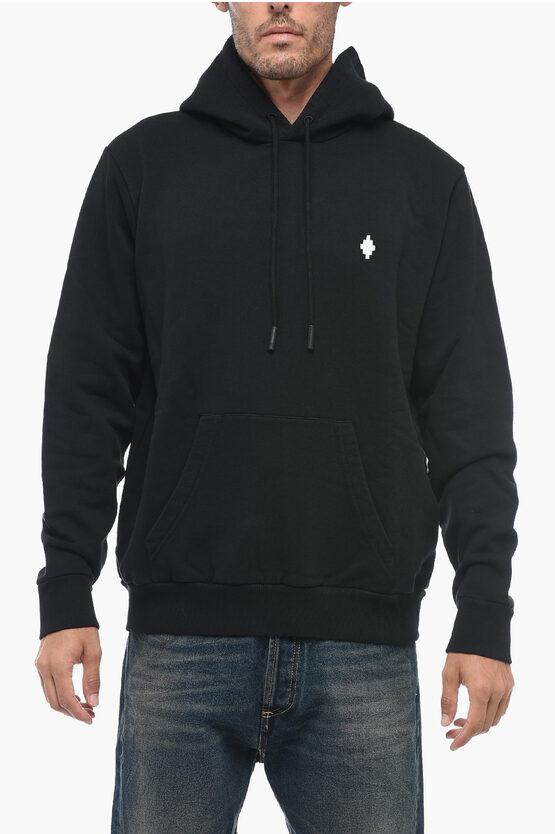 Shop Marcelo Burlon County Of Milan Brushed Cotton Cross Hoodie