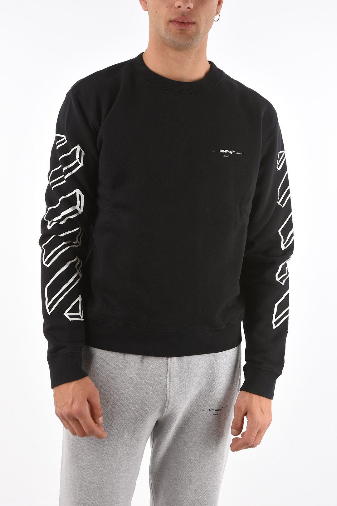 Off-White Brushed Cotton DIAG ARROWS Crew-Neck men - Glamood Outlet