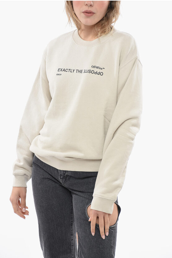 Off-white Exactly The Opposite Printed Sweatshirt In Grey Fuchs
