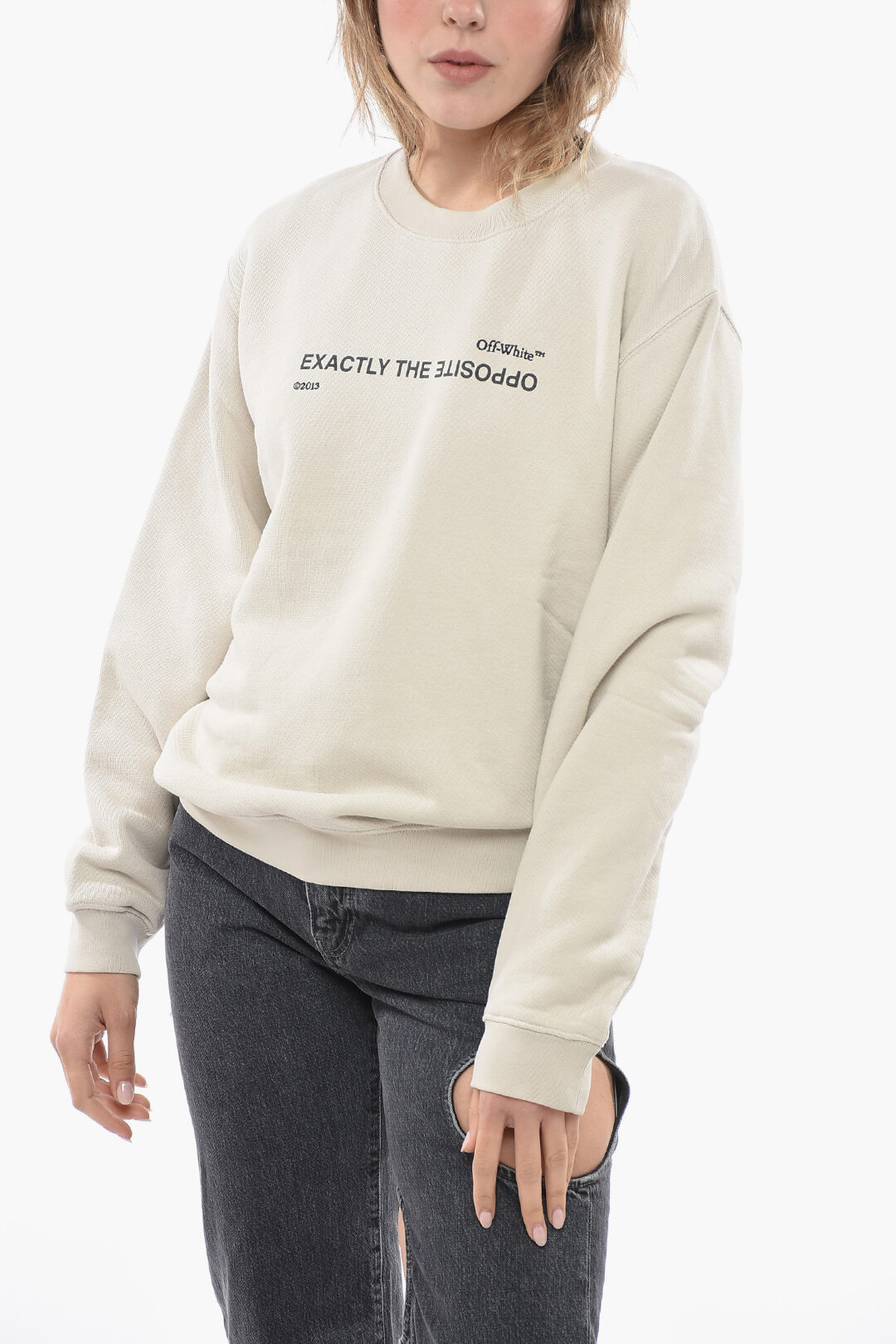 Off-White Brushed Cotton EXACTLY THE OPPOSITE Crewneck