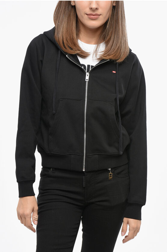 Diesel Brushed Cotton F-reggy Hoodie With Zip Closure In Black