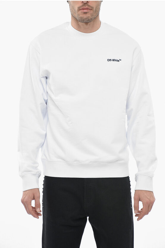 Shop Off-white Brushed Cotton For All Crew Neck Sweatshirt