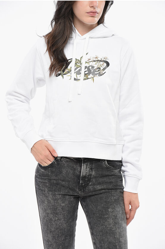 Diesel Brushed Cotton Garden Hoodie With Print Grösse S In White
