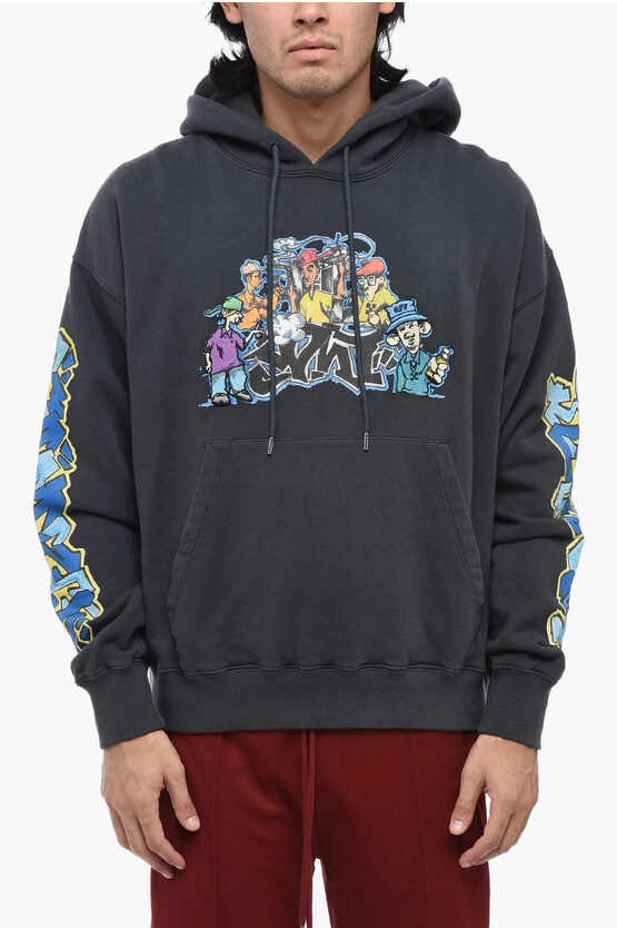 Shop Off-white Brushed Cotton Hoddie With Print