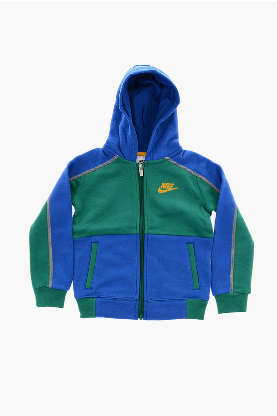 Brushed Cotton Hooded Sweatshirt with Zip Closure