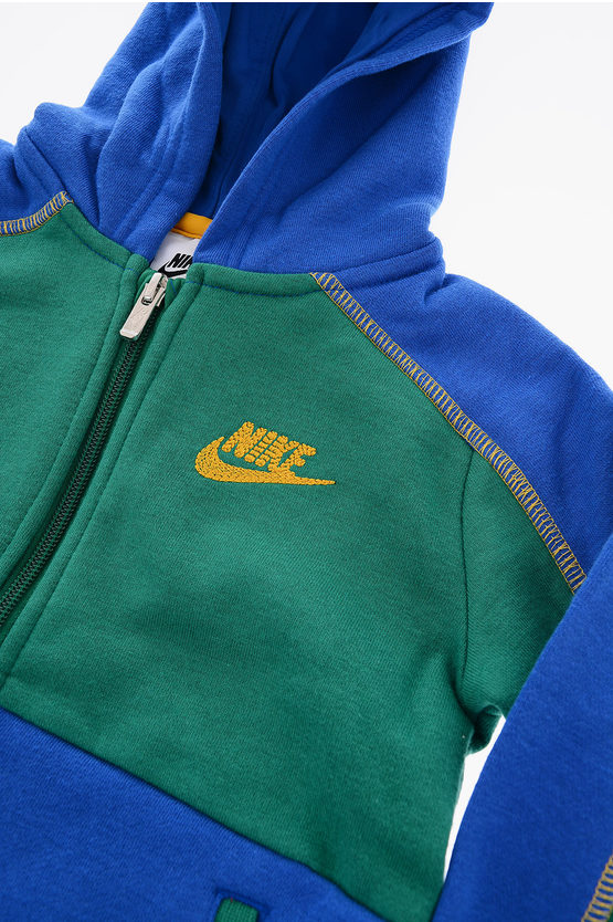 Brushed Cotton Hooded Sweatshirt with Zip Closure