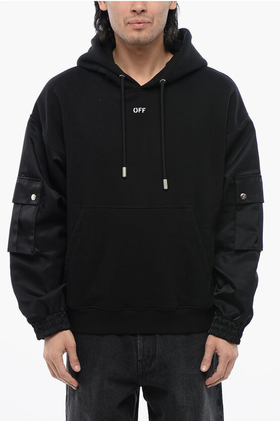 Off-white Hooded Sweatshirt Featuring Graphic Print In Black