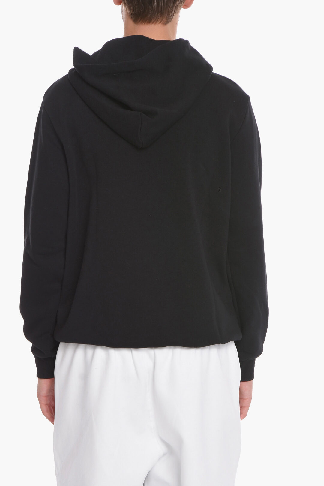 John Richmond Brushed Cotton Hoodie with Front Print and Patches Detail ...