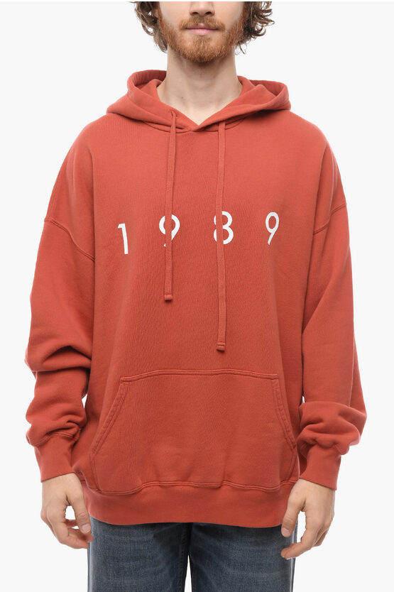 1989 Studio Brushed Cotton Hoodie With Printed Logo In Red