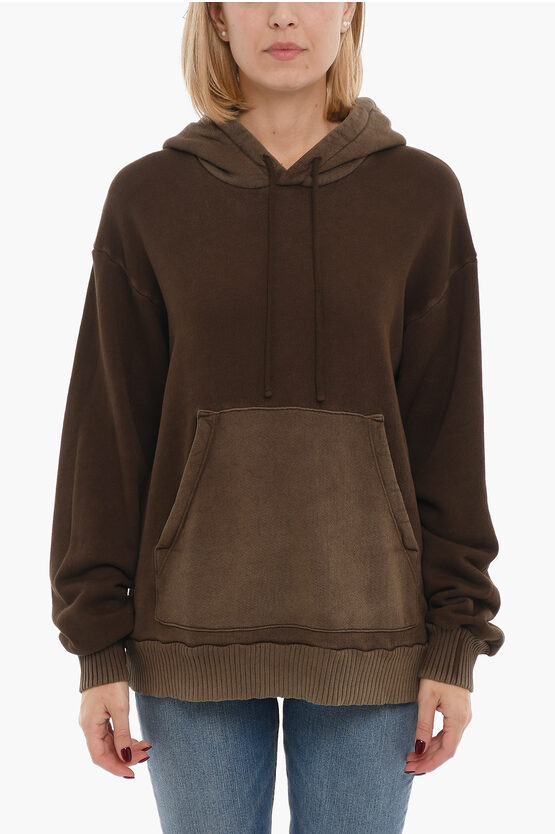 Cotton Citizen Brushed Cotton Hoodie With Ribbed Edges In Brown