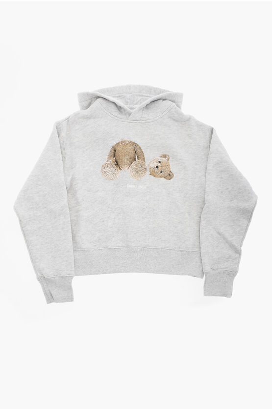 Shop Palm Angels Brushed Cotton Hoodie With Teddy Bear Print