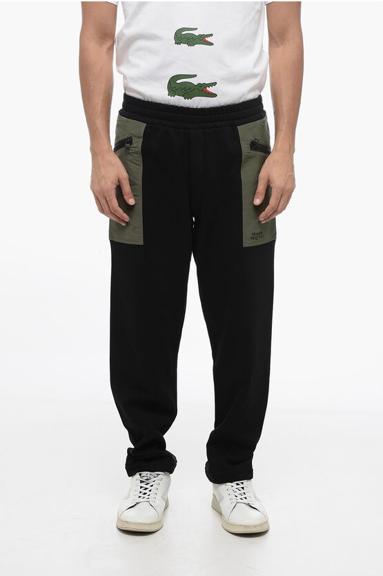 Shop Alexander Mcqueen Brushed Cotton Hybrid Sweatpants With Contrasting Nylon Pock