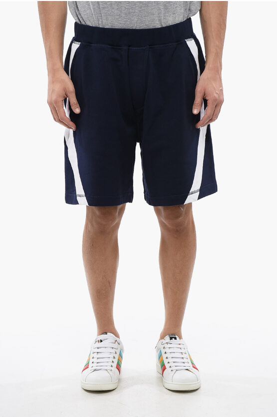 DSQUARED2 BRUSHED COTTON JOGGER SHORTS WITH CONTRASTING BANDS