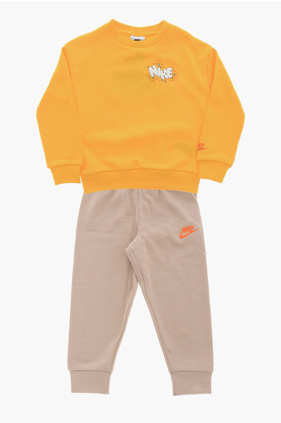 Brushed Cotton Joggers and Crew-neck Sweatshirt Set