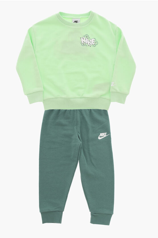 Brushed Cotton Joggers and Crew-neck Sweatshirt Set
