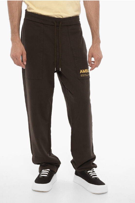 Shop Ambush Brushed Cotton Joggers With Contrasting Logo