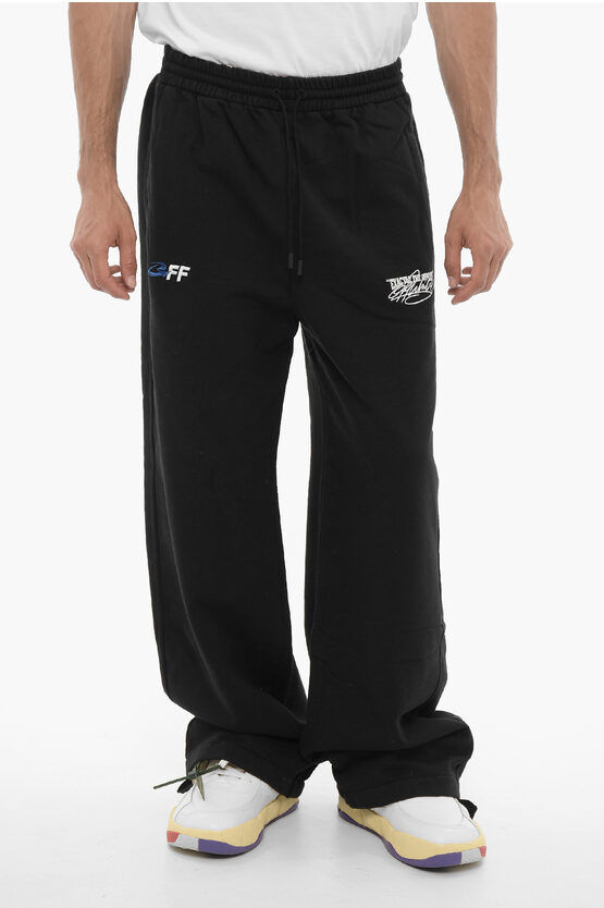 Shop Off-white Brushed Cotton Joggers With Drawstring Waist