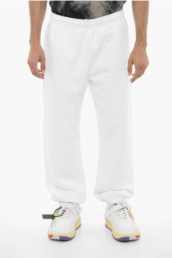 Shop Off-white Brushed Cotton Joggers With Drawstring Waist