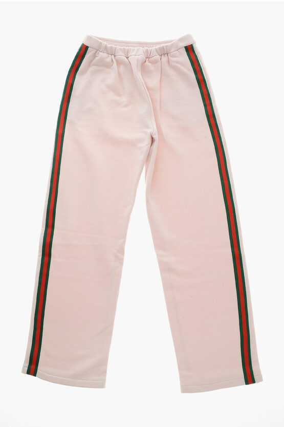 Gucci Brushed Cotton Joggers With Elastic Waistband And Contrastin In Multi