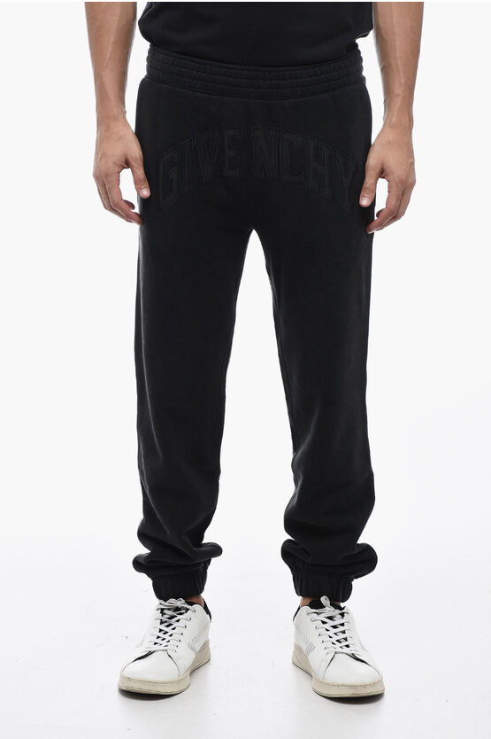 Shop Givenchy Brushed Cotton Joggers With Logo Lettering