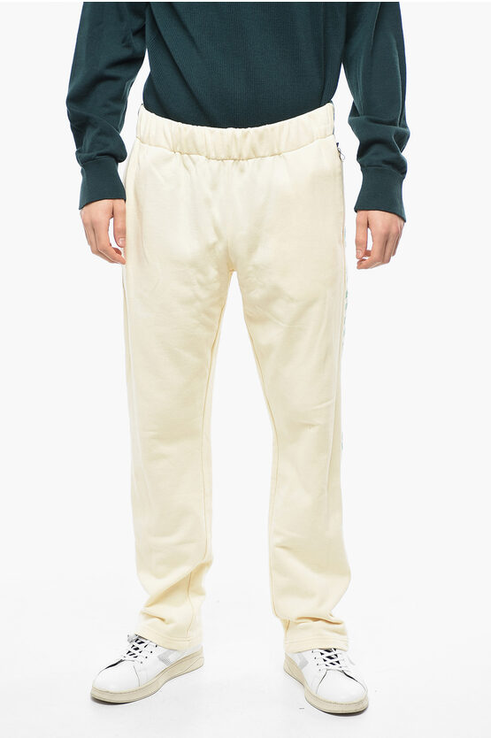 Kidsuper Brushed Cotton Joggers With Side Embroideries In Neutral