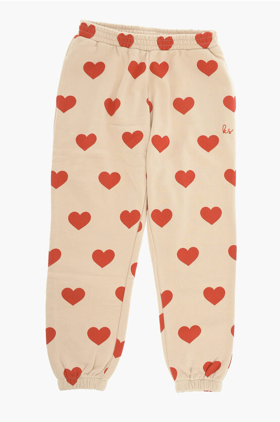 Shop Konges Slojd Brushed Cotton Lou Joggers With All-over Hearts Print