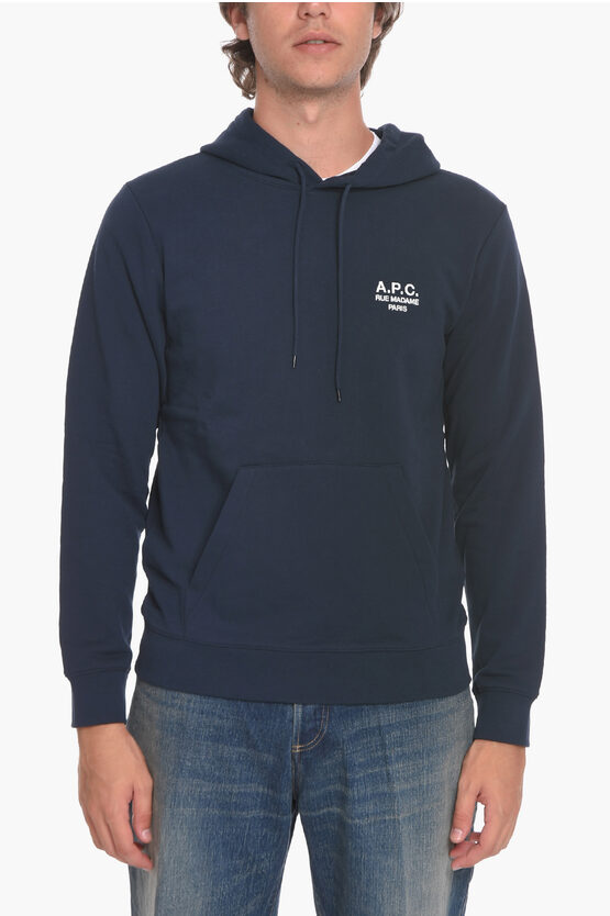 Apc Brushed Cotton Marvine Hoodie In Blue