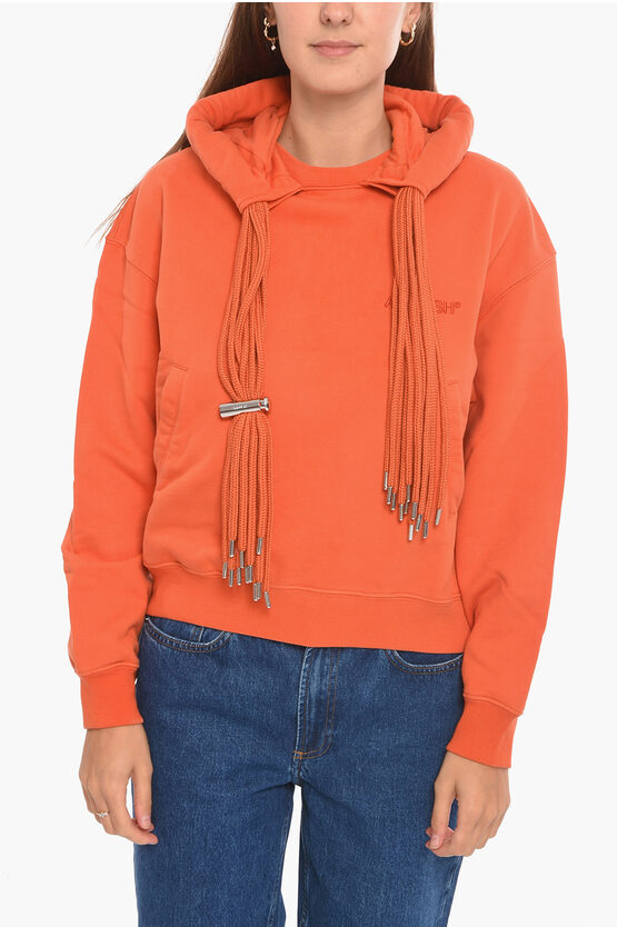 Ambush Brushed-cotton Multicord Crewneck Sweatshirt With Logo Embro In Orange