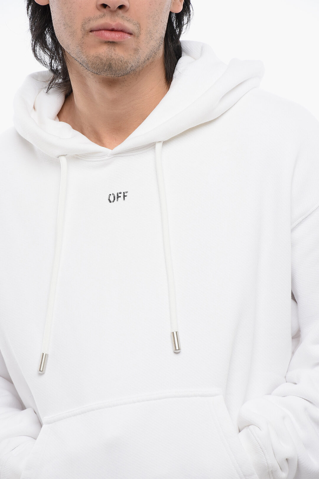 Off-White Brushed Cotton OFF Hoodie herren Glamood Outlet