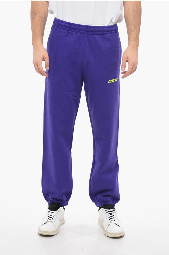 Off-white Brushed Cotton Opposite Arrow Sweatpants In Purple