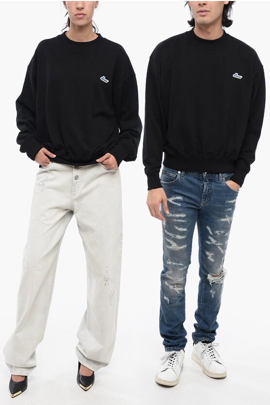 We11 Done Brushed Cotton Oversized Unisex Crew-neck Sweatshirt
