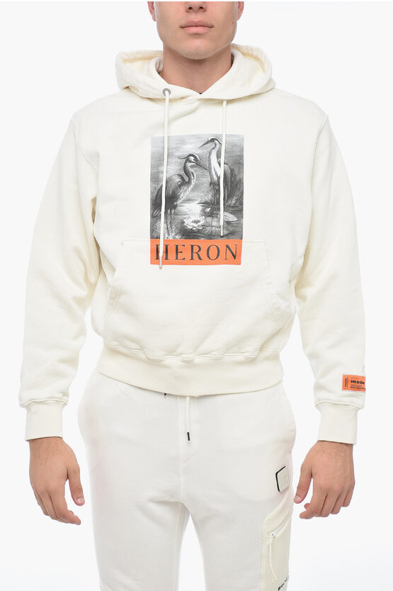 Shop Heron Preston Brushed Cotton Printed Hoodie