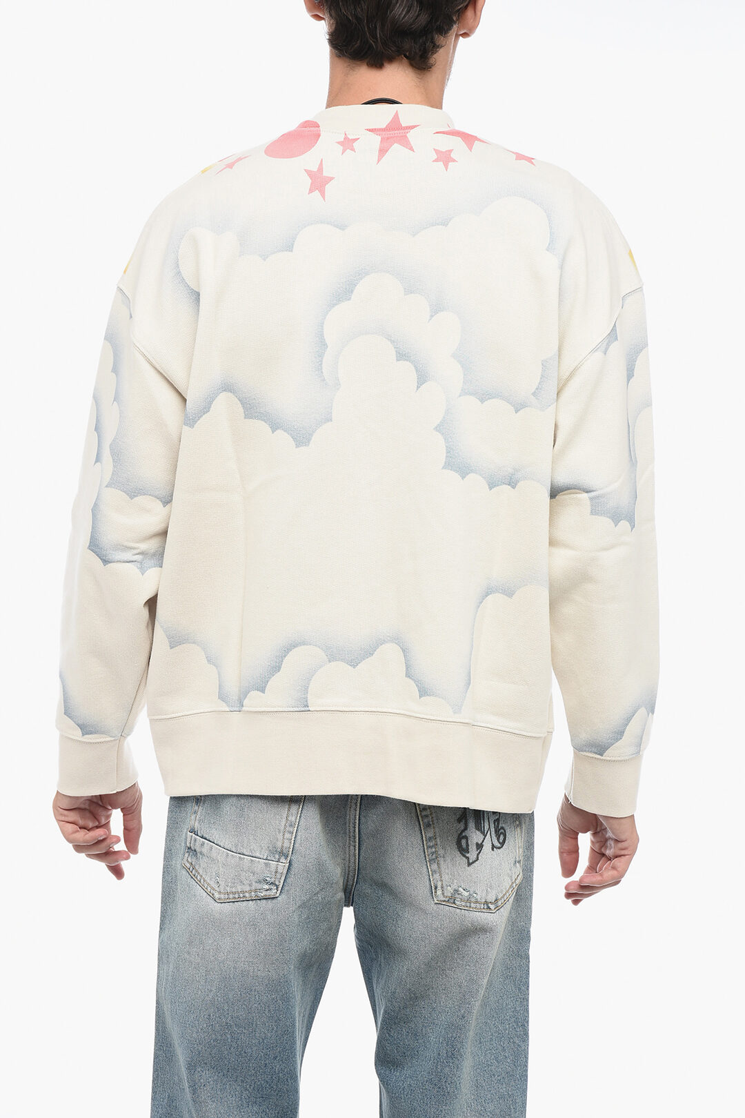 Palm Angels Brushed Cotton Printed SUNRISE Crewneck Sweater
