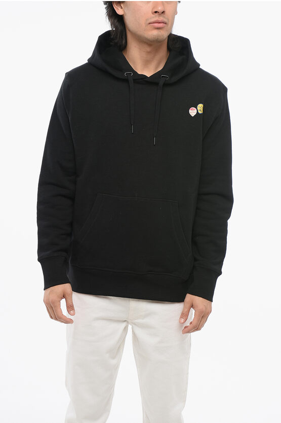 Rag & Bone Brushed Cotton Rbny Apple Hoodie In Black