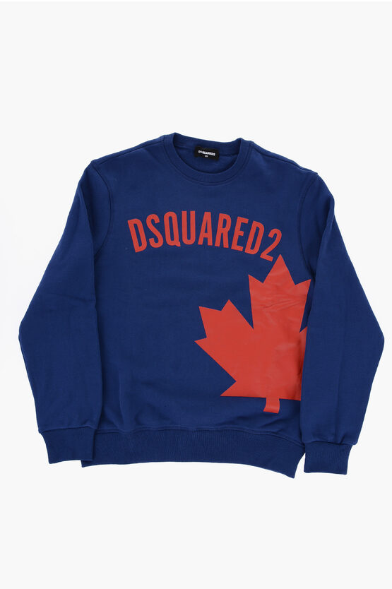 Shop Dsquared2 Brushed Cotton Relax Crew-neck Sweatshirt With Contrasting L