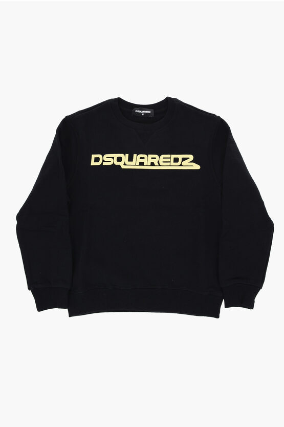 Shop Dsquared2 Brushed Cotton Relax Crew-neck Sweatshirt With Printed Logo