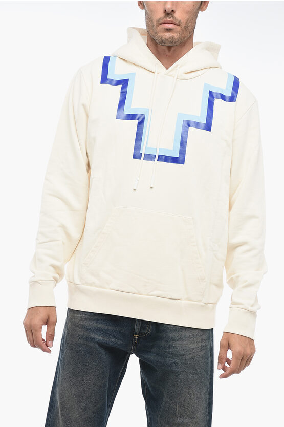 Shop Marcelo Burlon County Of Milan Brushed Cotton Rural Cross Hoodie