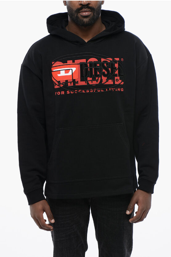 Diesel Brushed Cotton S-baxt Hoodie With Embroidered Logo
