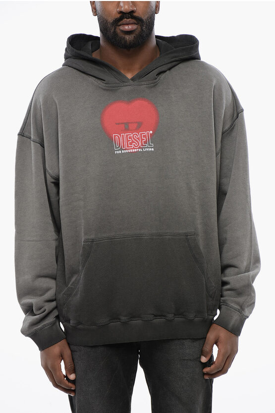 Diesel Brushed Cotton S-boxt-hood-n10 Hoodie With D-heart Detail